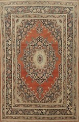 Antique Vegetable Dye Rust Wool Hand-knotted Rug 4×6 Traditional Carpet
