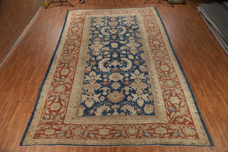 Pre-1900 Blue Vegetable Dye Sultanabad Antique Rug 11x19 Oversize Handmade Rug gallery