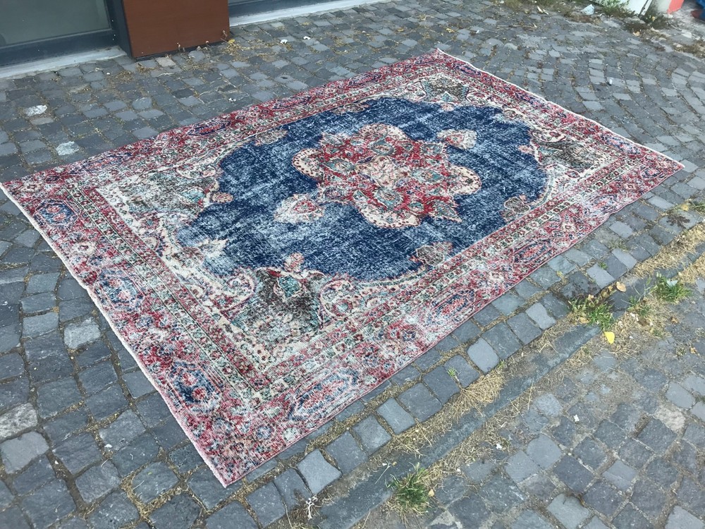 Turkish Vintage Rug, Handmade Wool Rug, Bohemian Large Rug, 5,8 x 9,1 ft