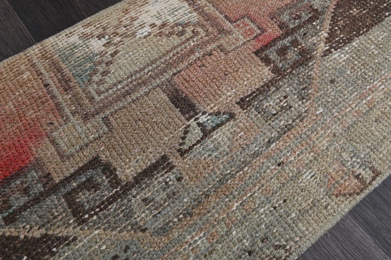 Oushak Turkish Doormat Rug 1x2 PEACH Anatolian Handmade Vintage Small Kilim Rug gallery