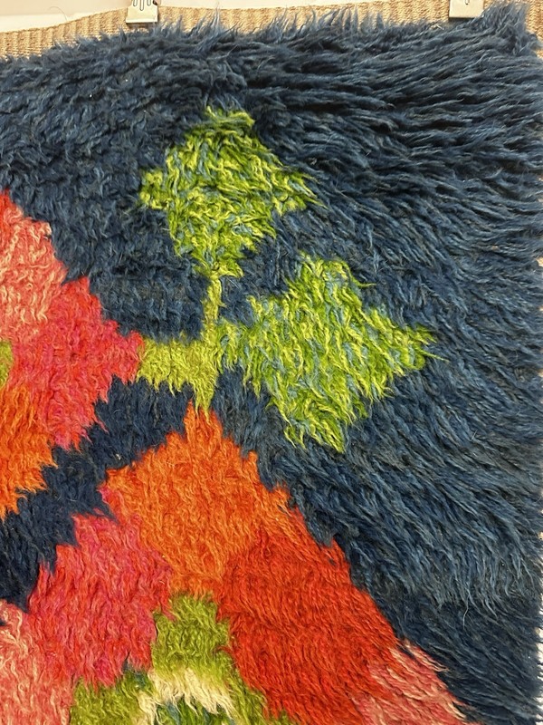 VINTAGE MID CENTURY MODERN SCANDINAVIAN RYA RUG SHAG WOOL WALL HANGING 35X56 gallery