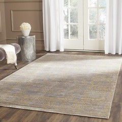 SAFAVIEH Valencia Collection Area Rug – 5′ x 8′, Grey & Gold, Boho Chic Distress