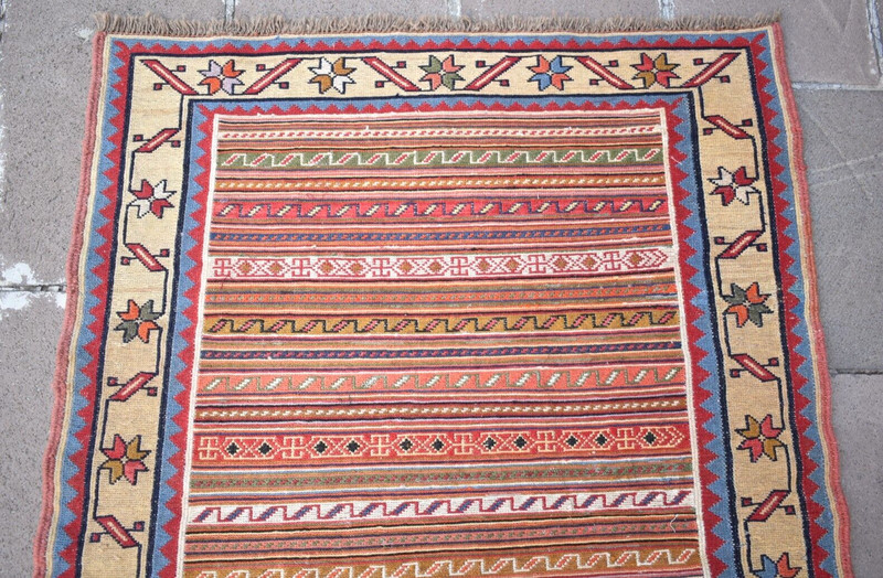 Soumak Rug 3'1'' x 4'5'' ft Caucasian Soumak Woven Kilim Fine Quality Area Rug gallery