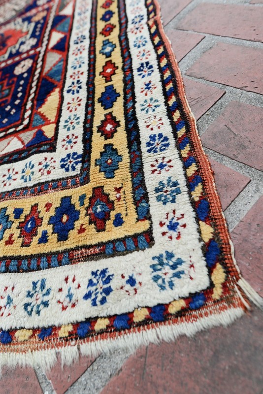 EXCEPTIONAL ANTIQUE ARMENIAN 'COMPARTMENT' KAZAK RUG CARPET gallery