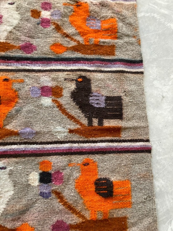 Vintage Handmade Mexican Multicolor Kilim Rug Carpet 149X66 cm gallery
