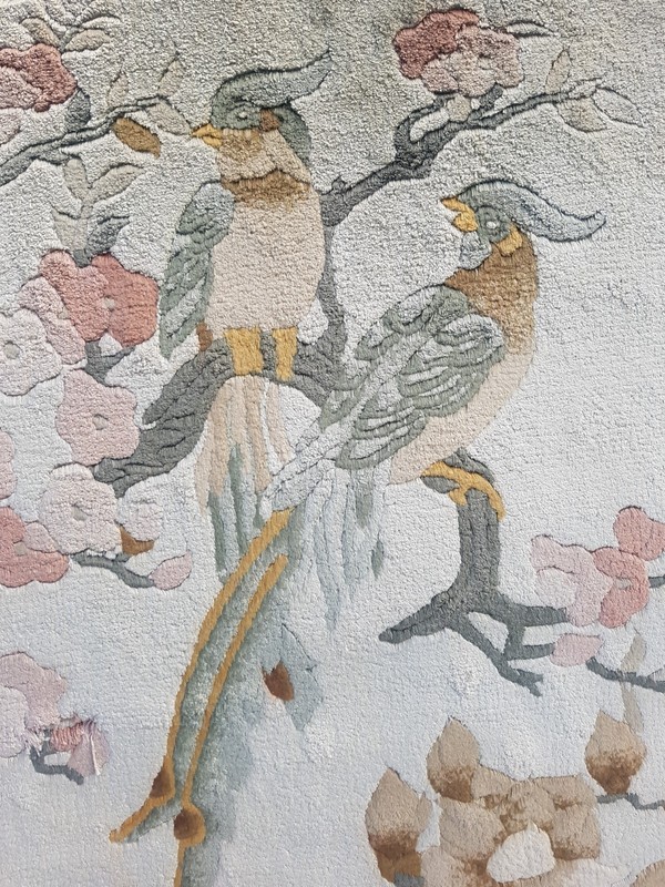 Vintage Chinese Handmade cherry blossoms Multicolor Wool Rug Carpet 60x47 cm gallery