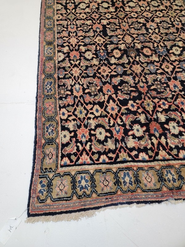 Antique Oriental Hand-Knotted Wool Area Rug Navy Blue/Red/Ivory/Green 5' x 9'9" gallery