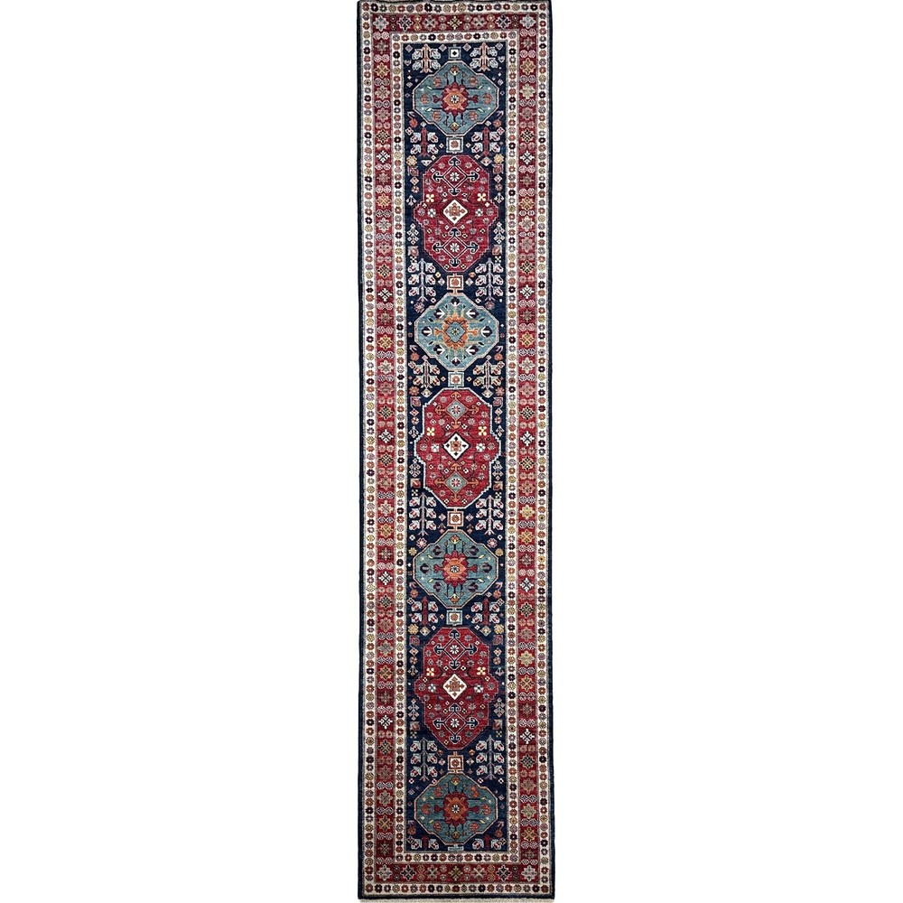 Handmade (2'8" x 12'9") Boho Nomadic Tribal Afghan Oriental Wool Runner Rug