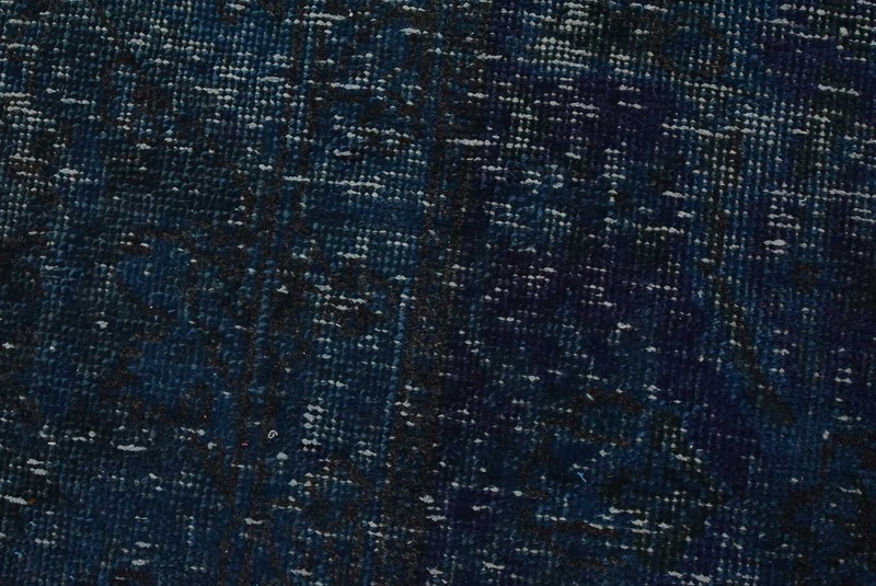 Vintage Overdyed 9’8” x 11’8” Blue Distressed Wool Hand-Knotted Oriental Rug gallery