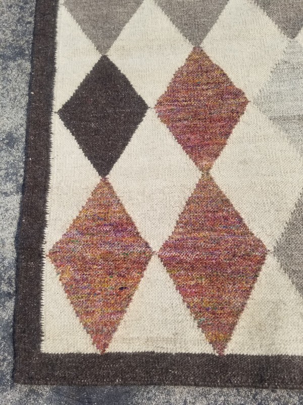 Vintage Handmade Swedish Geometric Wool Kilim Rug 133x73 cm gallery