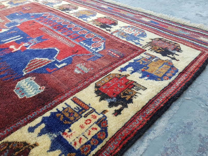6'3"x4'6" ft Baloch War Rug Handmade Afghan War Rug Trible Shindand Rug war art gallery