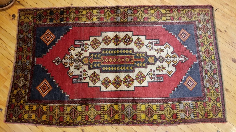 Breathtaking Antique 1900-1939s Tribal Hand-Knotted Wool Pile Area Rug 4’ X6’6” gallery