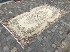 Bohemian Area Rug Handmade Wool Rug Turkish Vintage Traditional Rug 3,7 x 6,8 ft