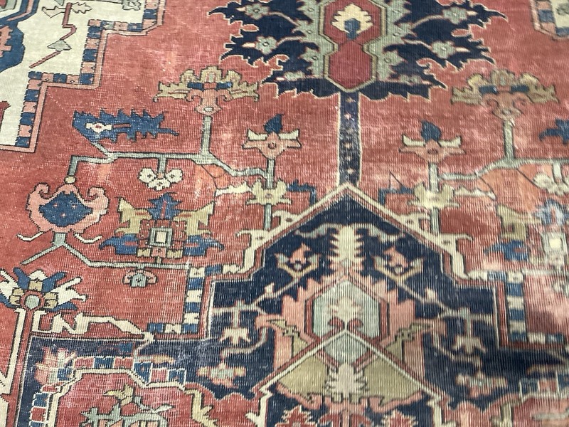 Antique Wool pile, Heriz Serapi Oriental rug circa 1890. Hand knotted. gallery