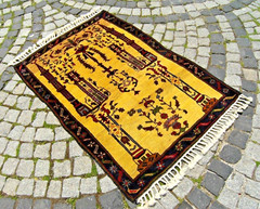 Vintage Anatolian Rug 38” x 53” Turkish Hand-knotted Prayer Design Wool Rug