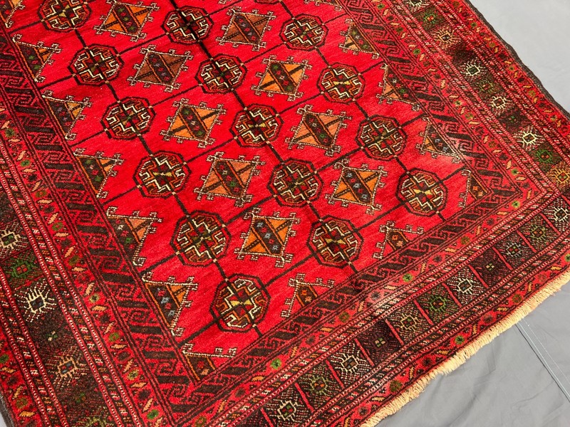 4'2x6'7 ft Afghan Turkoman Bokhara All-Over Gul Handknotted Wool Vintage Rug gallery