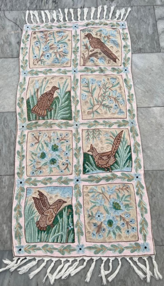Vintage Handmade Aubusson Rug French Style Chain Stitch Needlepoint Rug 2x4 ft gallery