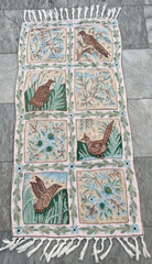 Vintage Handmade Aubusson Rug French Style Chain Stitch Needlepoint Rug 2×4 ft