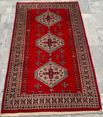 Vintage Afghan Rug, Jaldar Bokhara Rug, Traditional Area Carpet (3×5 ft.)