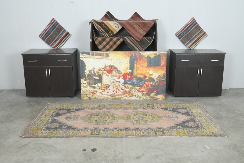4x7 Turkish Area Rug Hand-Knotted Vintage Neutral Wool Rug Oushak Carpet,841 gallery