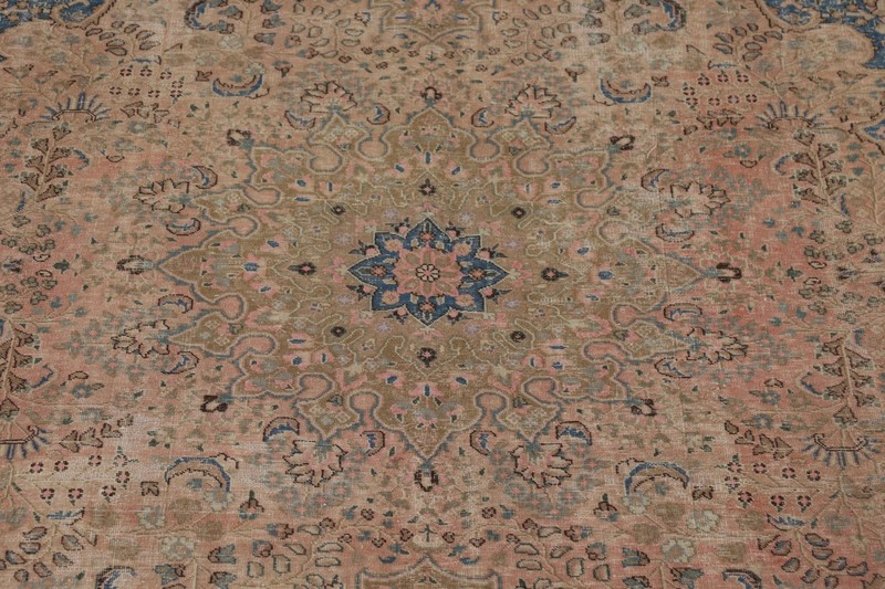 Semi-Antique Muted Distressed Pink Mashaad Living Room Rug 10x12 Handmade Carpet gallery