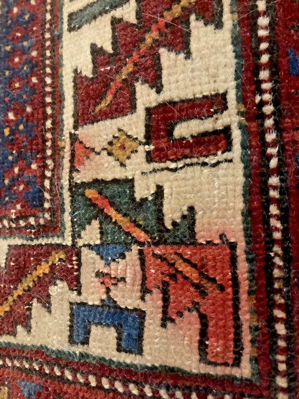 19th C Antique Shirvan Caucasian Rug 5 x 3.5 ft vegetable dye hand knotted gallery