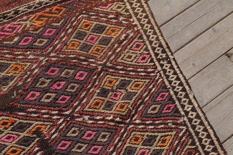 Turkish Kilim Rug 29''x61'' Oriental Vintage Rug Kars Cicim Kilim Wool 74x156cm gallery
