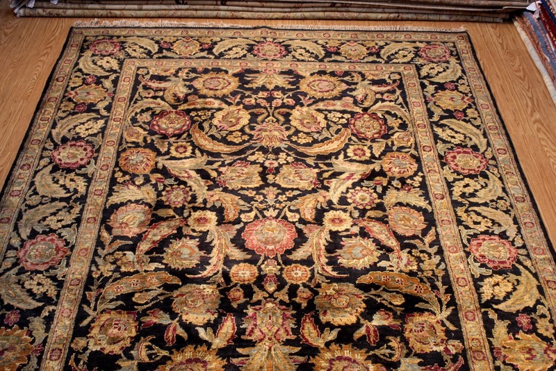 _HAND_MADE_8' x 10' knotted rug black & gold sage green carpet TRADITIONAL *RUG* gallery