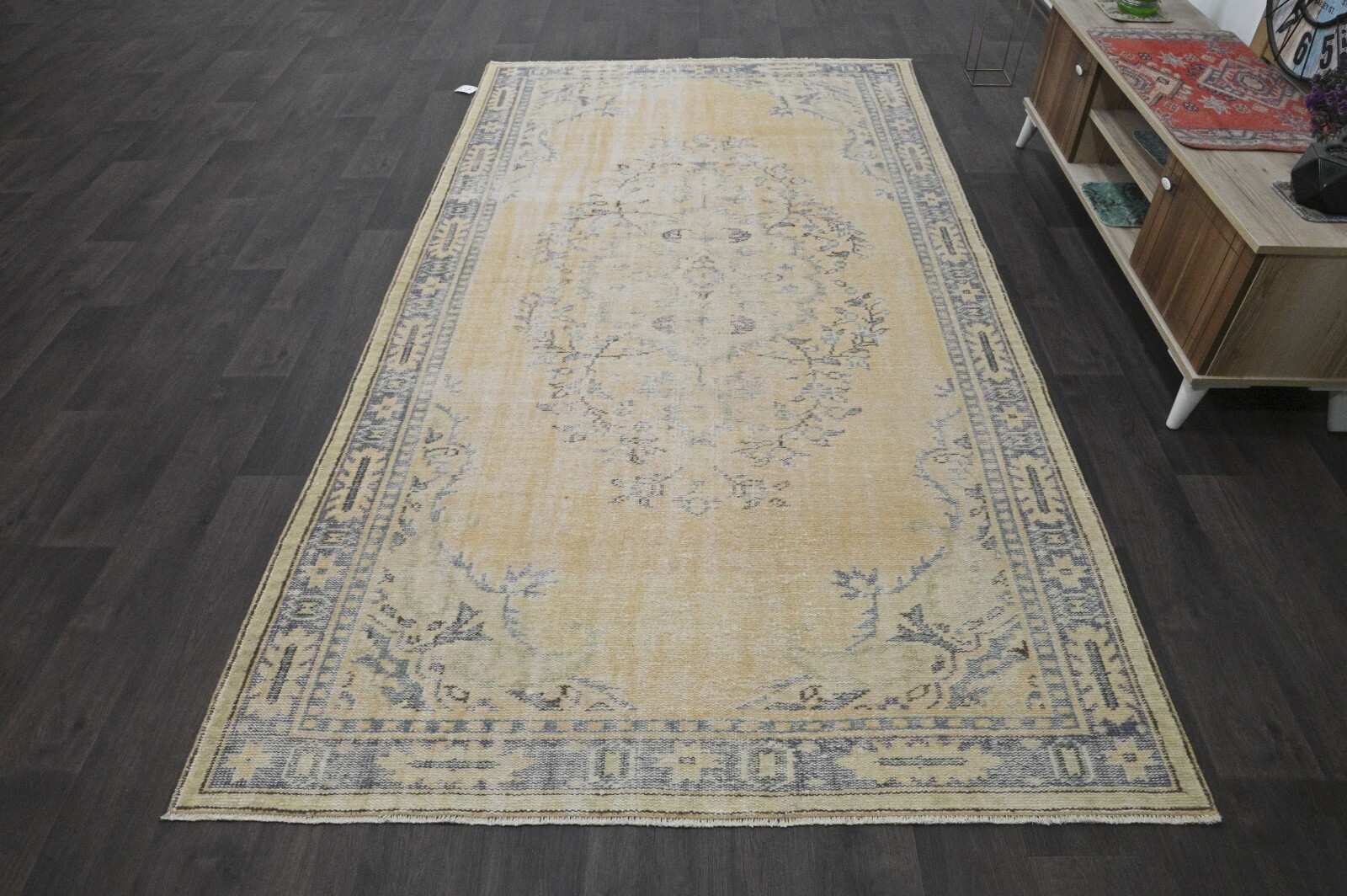 Oushak 5x10,Turkish Rug,vintage,anatolian,YELLOW,kilim,Bohemian,handmade,wool gallery