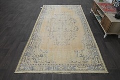 Oushak 5×10,Turkish Rug,vintage,anatolian,YELLOW,kilim,Bohemian,handmade,wool