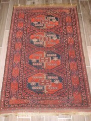 4x6ft. Handmade Antique Turkoman Ersari Wool Rug