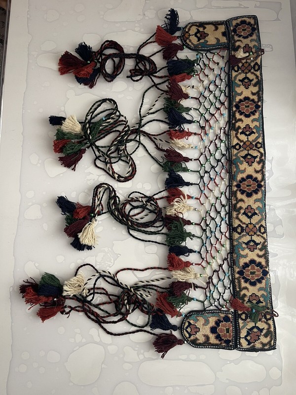 Vintage Beautiful Hand Knotted Afghani Tribal Door Hanging Wool Jalar 99x24cm gallery
