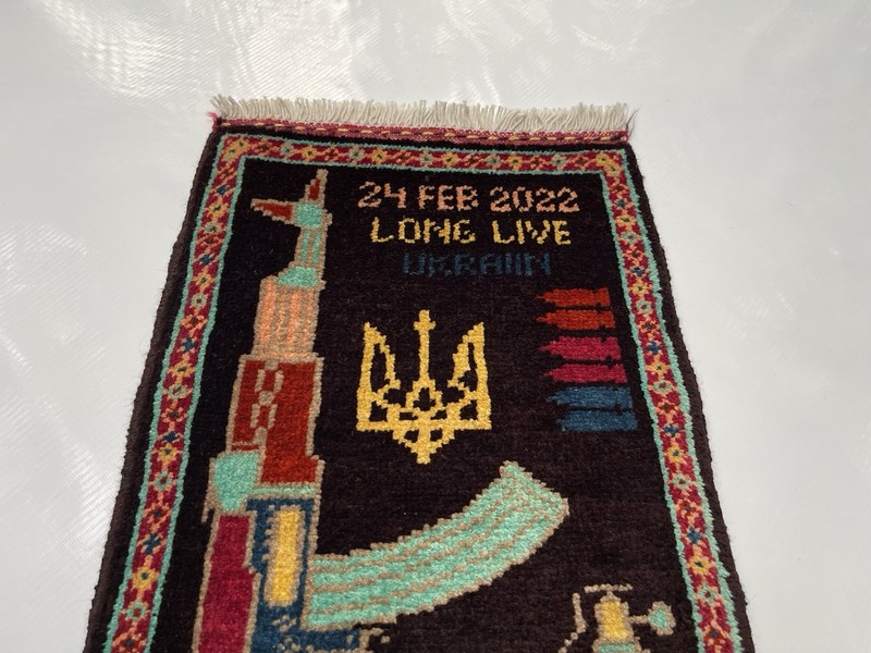 49x34cm AFGHAN WAR RUG Beautifully Made Mini rug Lot 2 War Rugs Handicrafts #470 gallery