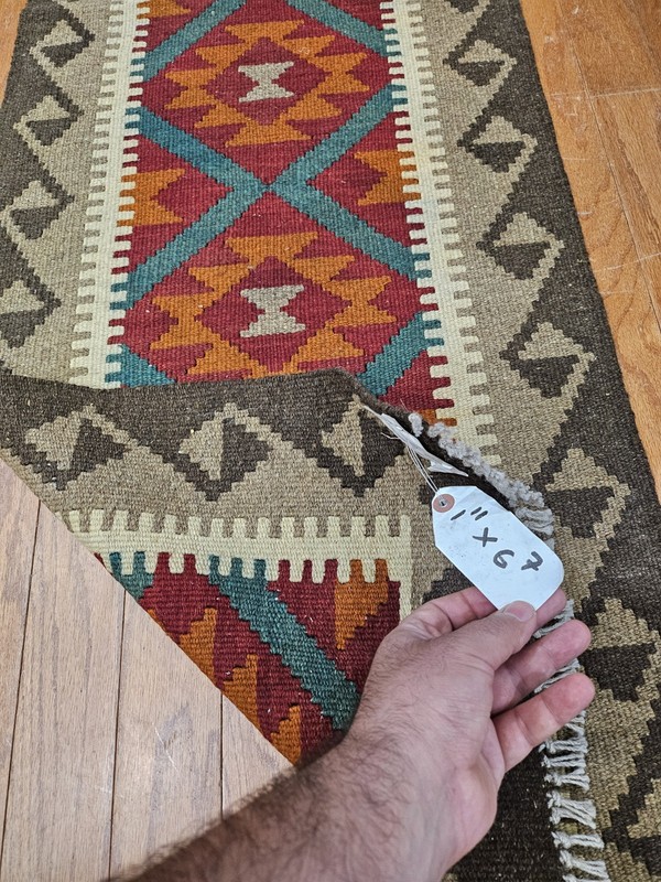 Vintage Handmade Wool Kilim(1.11X6.7) gallery
