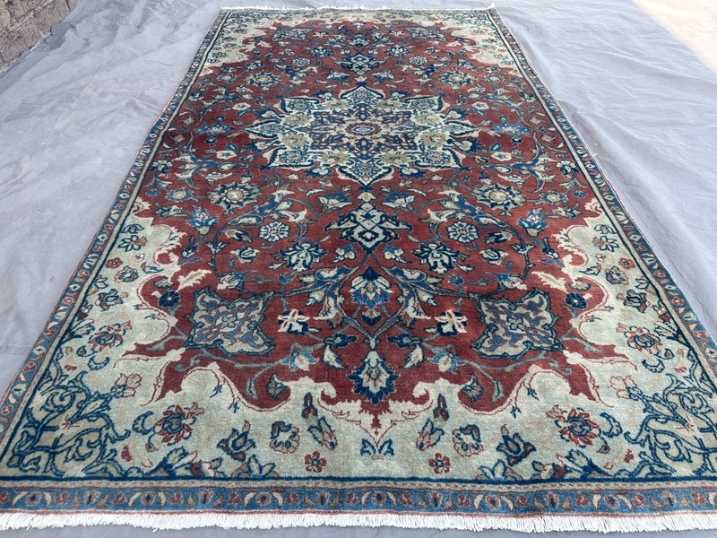 Turkish Inspired Caucasian Rug 4x6 Hand Knotted Medallion Tribal Farmhouse Rug gallery