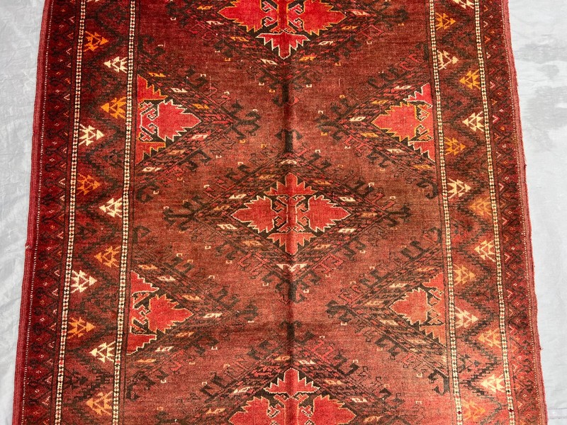 Antique Turkmen Rug 3'9x5'8 Ft – Tribal Handmade Wool Rug Geometric Afghan Style gallery