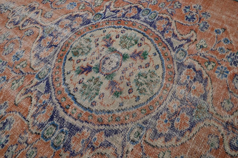 Oushak Turkish Vintage Rug 6x9 Kilim Rug Anatolian Handmade Boho Decor ORANGE gallery