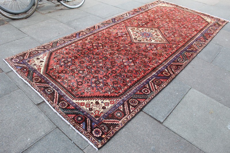 Vintage Hand Made Traditional Oriental Wool Red Large Long Rug 337x151cm gallery
