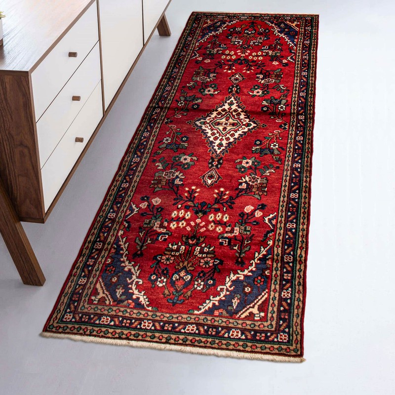 3'5" x 9'11" Vintage Hand-knotted Runner Rug Traditional Oriental Wool Carpet gallery