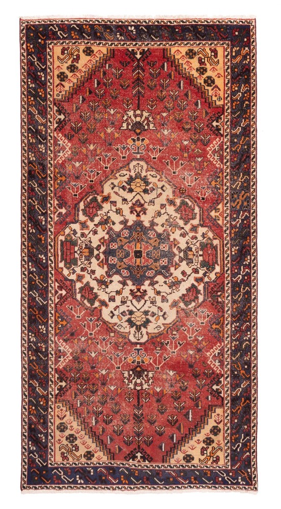 Vintage Hand-Knotted Area Rug 4'11" x 9'7" Traditional Oriental Wool Carpet