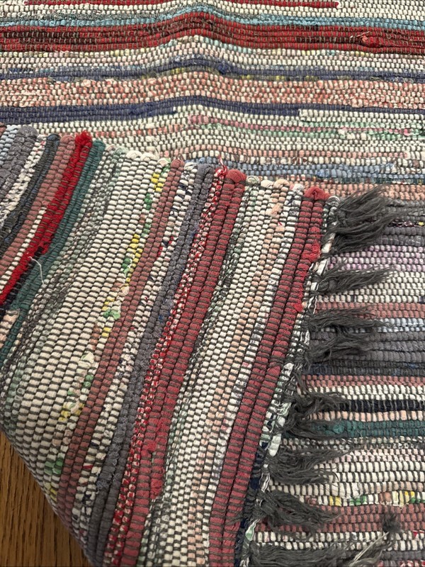 Vintage 1940’s Hand Made Rag Rug Runner 24.4” X 55” gallery