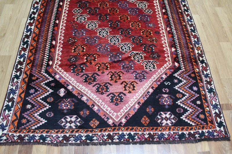VINTAGE PERSIAN ORIENTAL QASHQAI RUG WITH DIAGONAL BOTEH DESIGN 230 X 148 CM gallery
