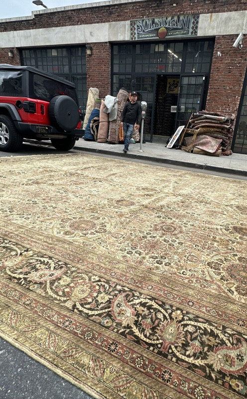 Auth: Vintage Fine Palatial Rug Flowing Elegance Wool Beauty Tan 14x20 gallery