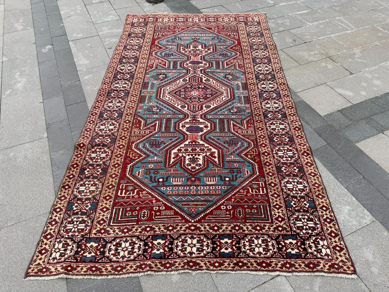 Vintage Turkish Oushak Rug 5.1x9.3 Red Blue Tribal Area Rug Living Room Carpet gallery