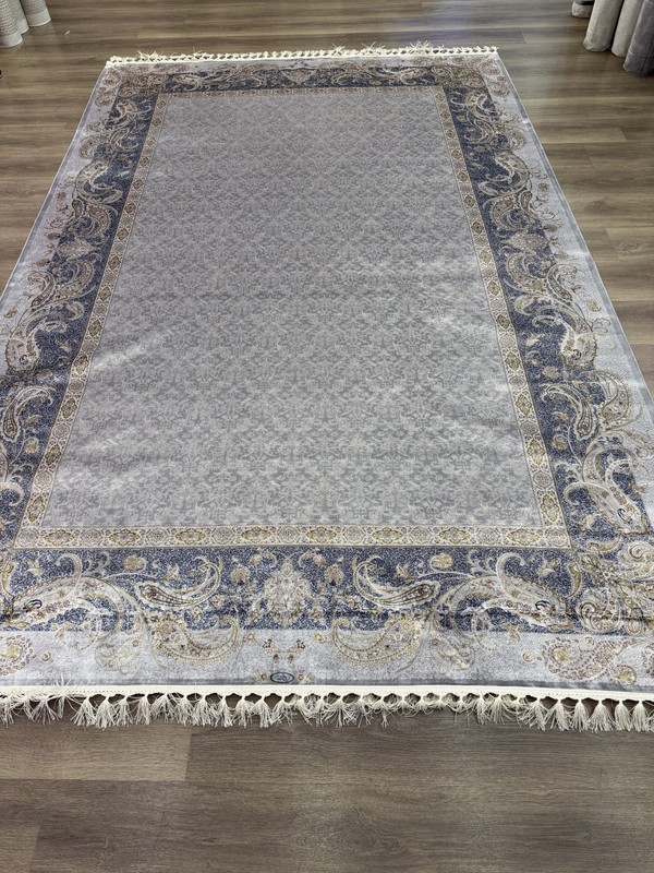 Turkish Silk Rug 10x14 ft Gray Blue Oriental Area Rug Elegant Paisley Design gallery