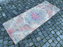 Bohemian rugs, Runner rug, Handmade, Turkish rug, Vintage, Wool 2,5 x 6,4 ft