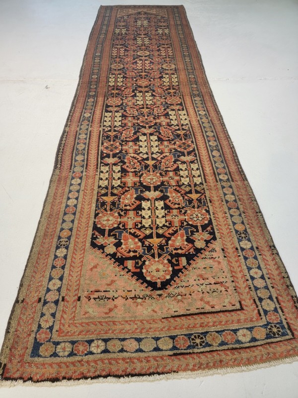 Antique Oriental Hand-Knotted Wool Runner Rare Collectible Malayer 3'5" x 12'10" gallery
