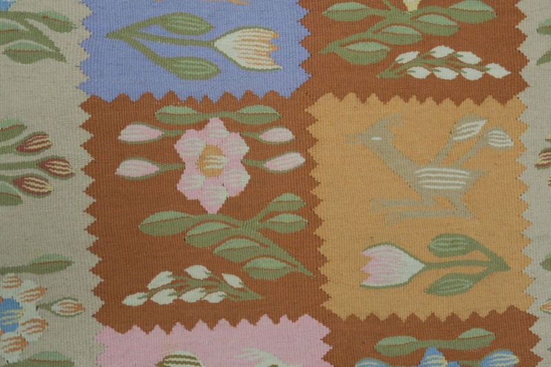 Vintage 1970s Romanian Handmade Woven Deer Garden Panel Wool Runner Rug 2'8x8'2 gallery
