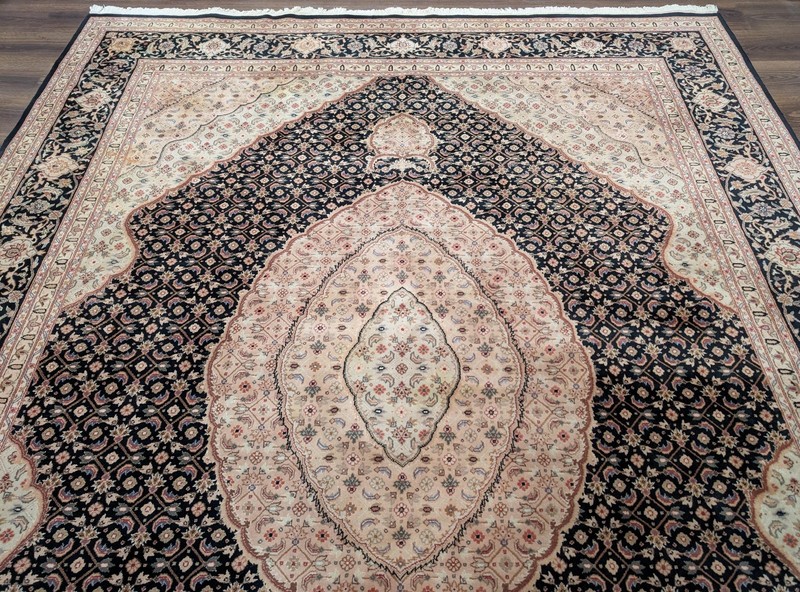 Sino Per'sian Rug 8x10, Herati Mahi Design, Wool & Silk, Black gallery
