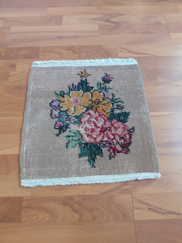 Vintage Floral Rug Handmade Decor Rug Organic Wool Rug Beige Rug Free Ship Rug gallery